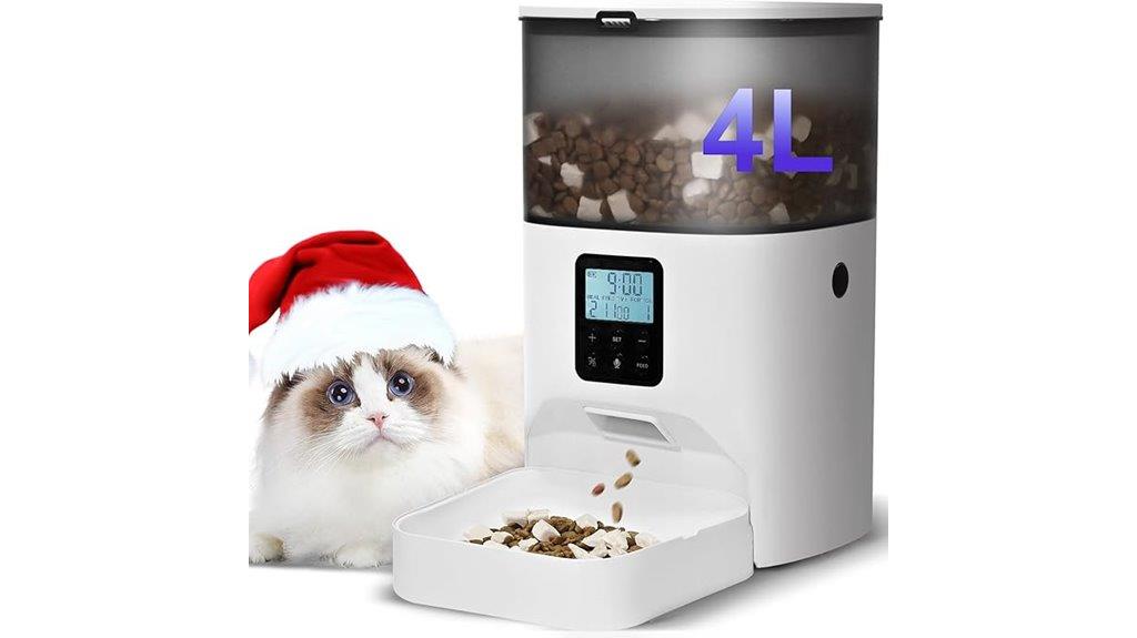 white automatic cat feeder