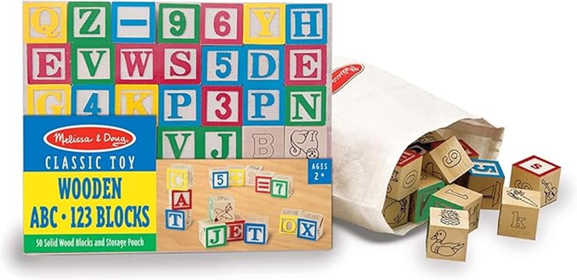 wooden alphabet number blocks