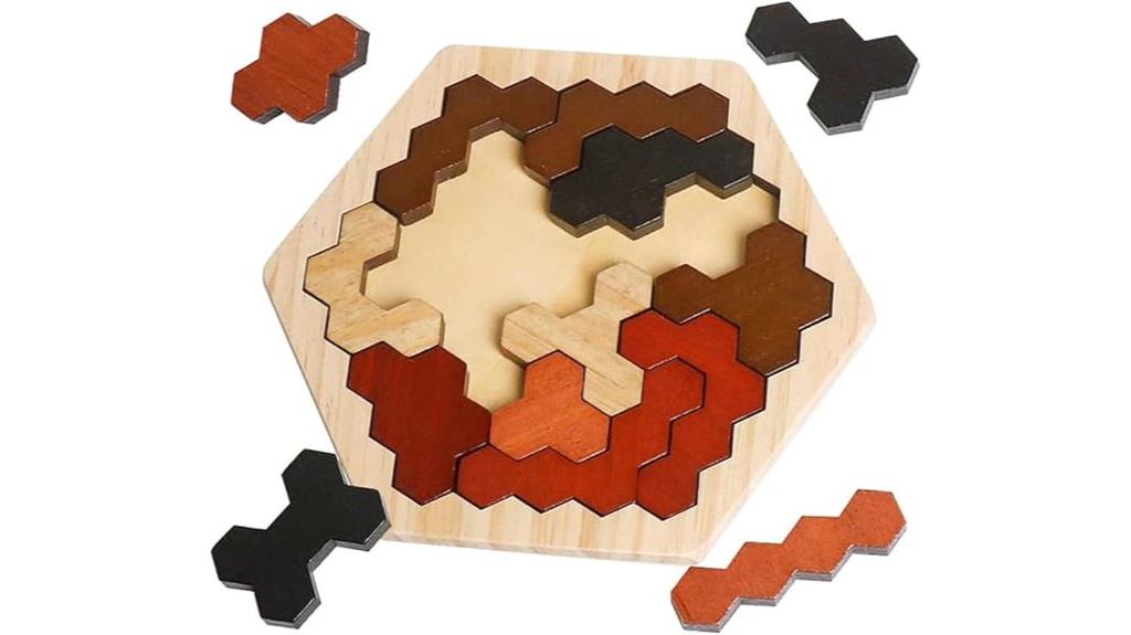 wooden hexagon puzzle set
