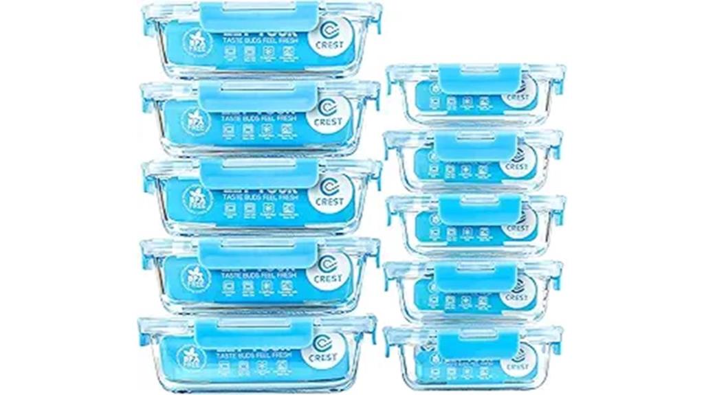 10 pack glass meal containers