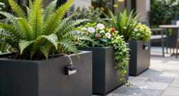 large patio planters with irrigation