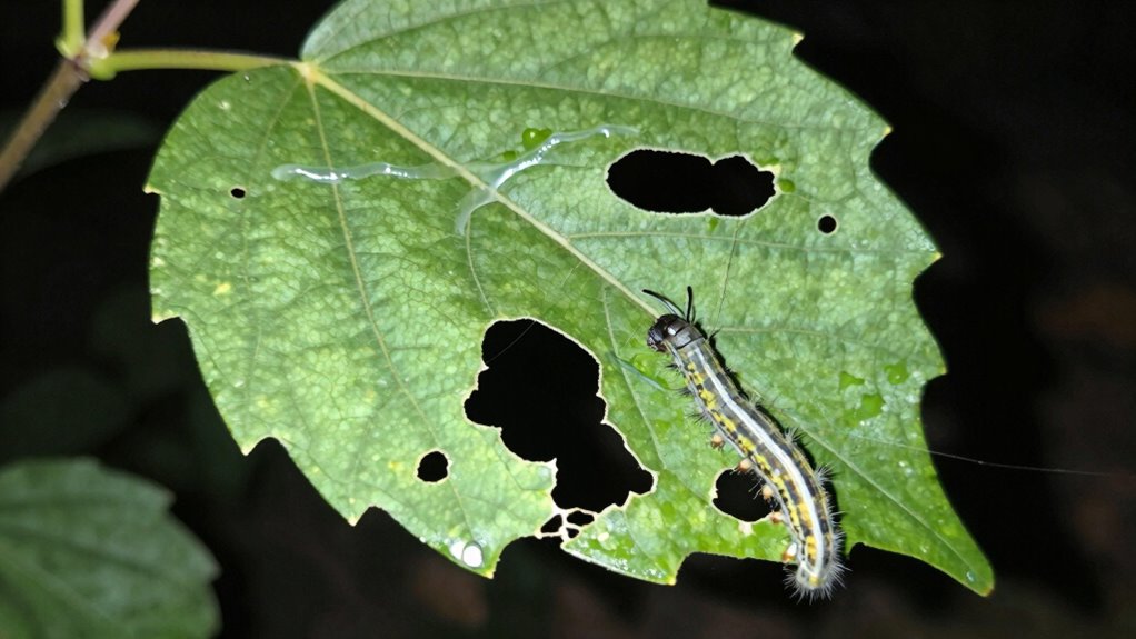 identifying caterpillar vs slug damage