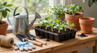 organized gardening workspace setup