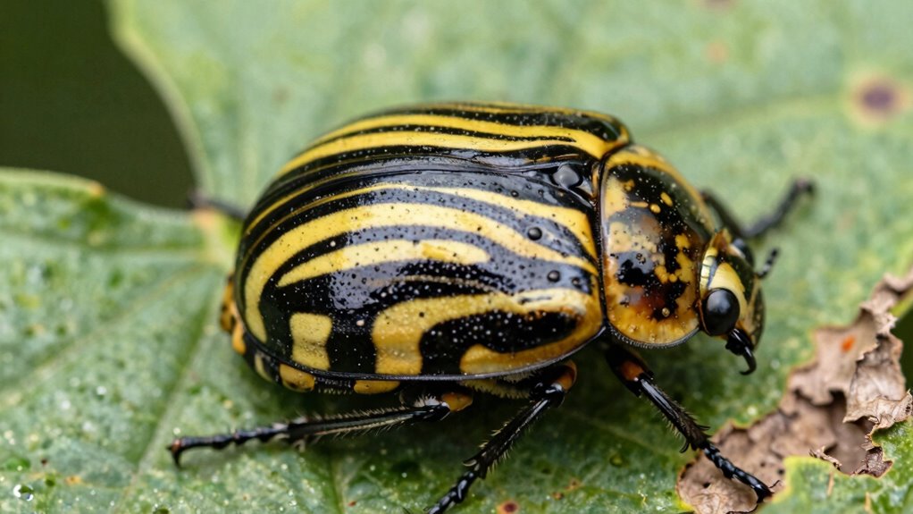 pre wilt cucumber beetle pattern