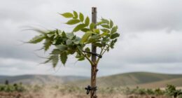 secure young plants against wind