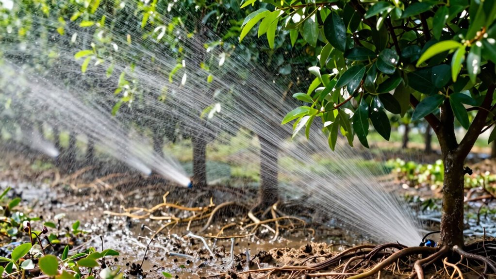 shallow consistent orchard watering