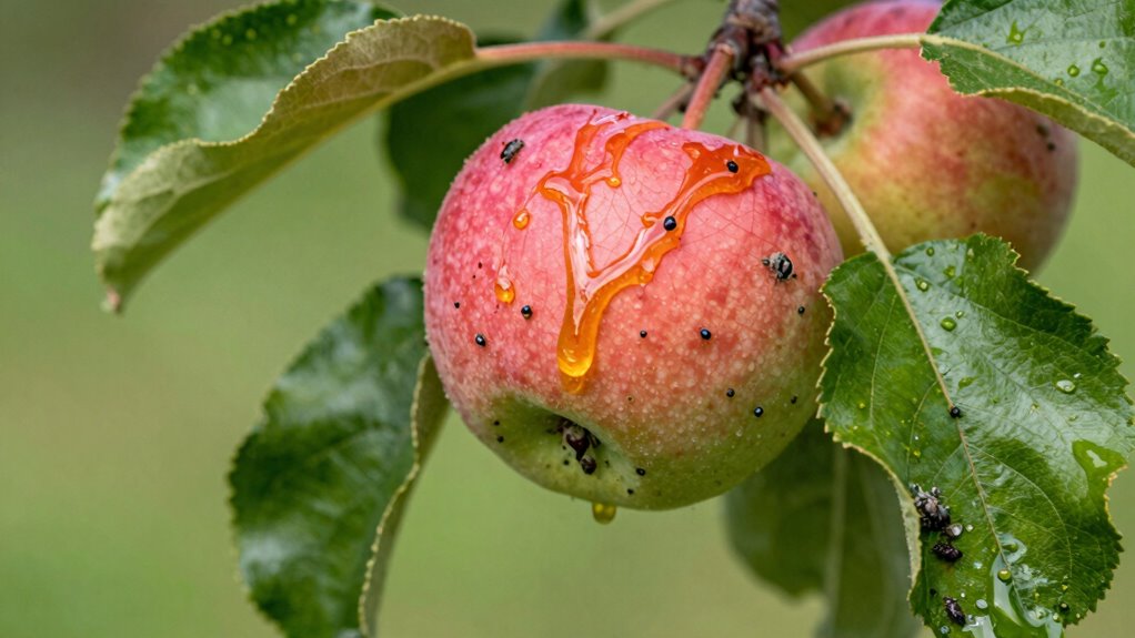 sticky residue indicates pests