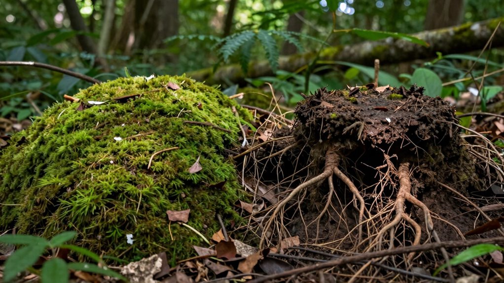 surface mounds versus root feeders